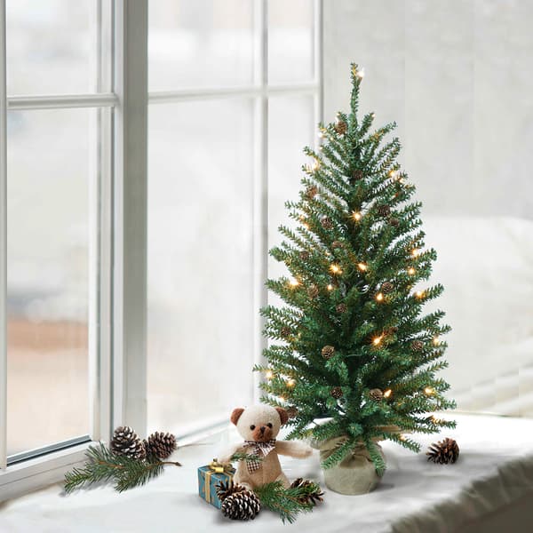 Puleo International Pre-Lit 3ft. Pine Cone Christmas Tree