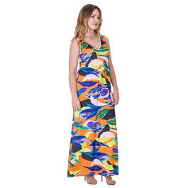 Womens 24/7 Comfort Apparel Tropical A-Line Maxi Dress