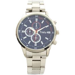 Mens Navy Sunray Dial Analog Metal Link Band Watch - 3841SNV
