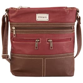 Stone Mountain Leather Crossbody Bags-Cognac/Black Vertical