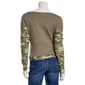 Juniors No Comment Boat Neck Top With Contrast Sleeves - Camo - image 3