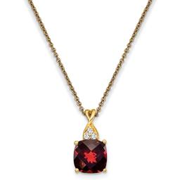 Gemstone Classics(tm) 14kt. Yellow Gold Garnet Diamond Necklace