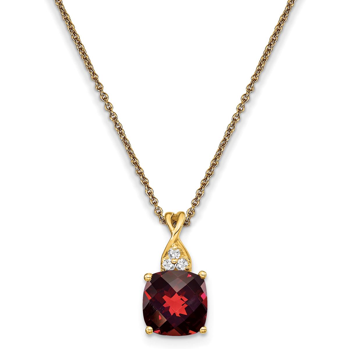 Gemstone Classics(tm) 14kt. Yellow Gold Garnet Diamond Necklace