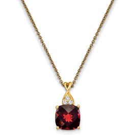 Gemstone Classics&#40;tm&#41; 14kt. Yellow Gold Garnet Diamond Necklace