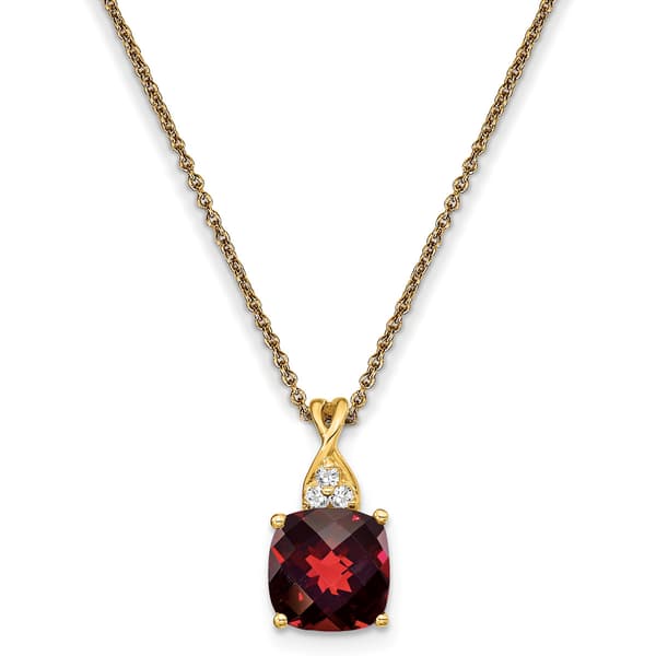 Gemstone Classics&#40;tm&#41; 14kt. Yellow Gold Garnet Diamond Necklace - image 