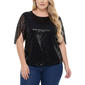 Plus Size NY Collection Split Sleeve Scoop Neck Sequin Blouse - image 1