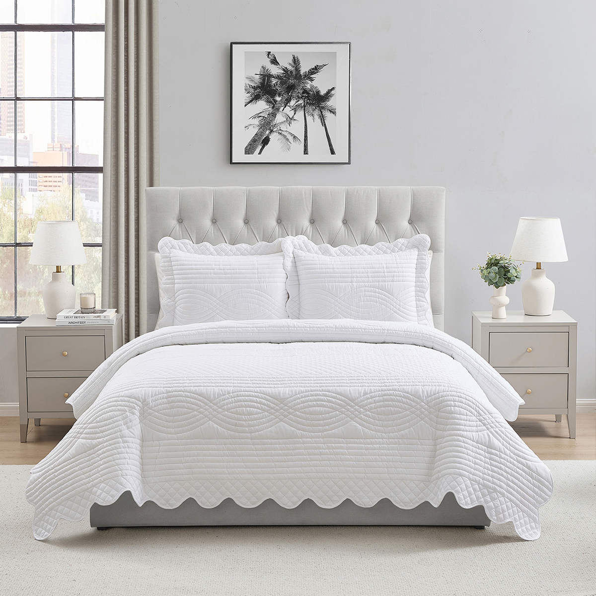 VCNY Home Scallop Microfiber Quilt Set, Twin