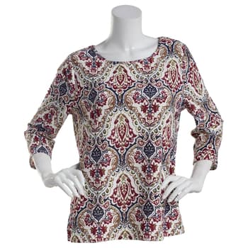 Womens Emily Daniels 3/4 Sleeve Damask Knit Tunic - Boscov's