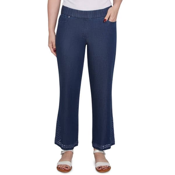 Womens Ruby Rd. Bella Vista Eyelet Embellished Hem Jeans - image 