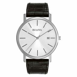 Mens Bulova Black Strap & Stainless Steel Watch - 96B104