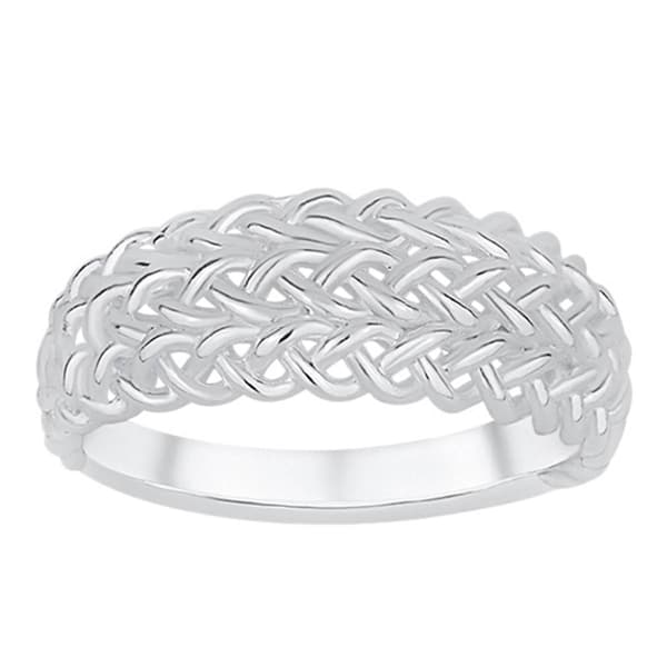 Marsala Silver Plated Weave Band Ring - image 