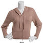Juniors Pink Rose Cabled Rib Zip Up Hoodie - image 3