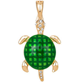 Wearable Art Gold-Tone & Green Turtle Enhancer