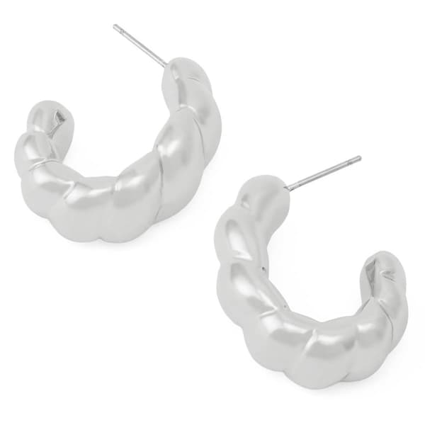 Steve Madden Vintage Silver Textured Hoop Earrings
