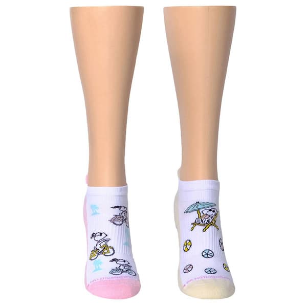 Womens Dr. Motion 2pk Snoopy Beach Compression Ankle Socks