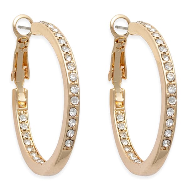 Freedom Nickel-Free Gold-Tone In & Out Crystal Hoop Earrings - image 