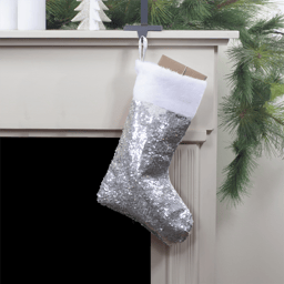 Northlight White & Silver Sequin Christmas Stocking With Cuff
