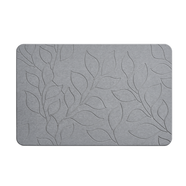 VCNY Home Grey Carved Leaves Diatomite Stone Bath Mat
