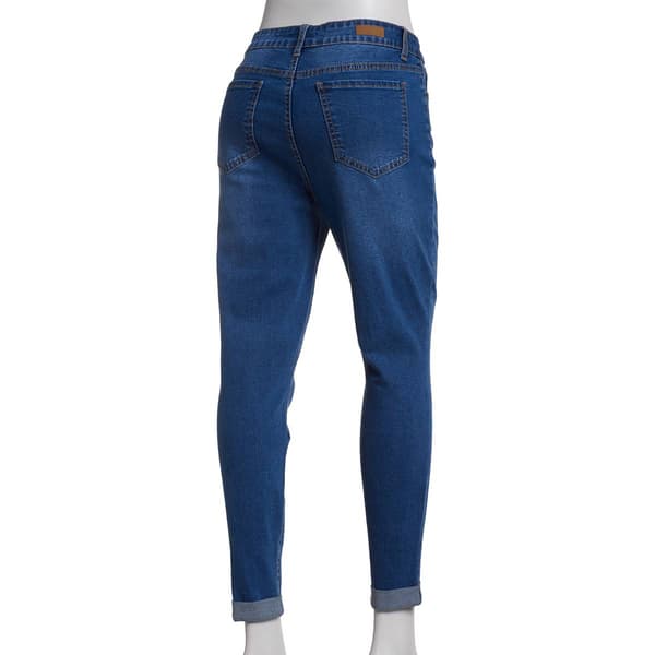 Womens Bleu Denim Roll Cuff Skinny Ankle Jeans