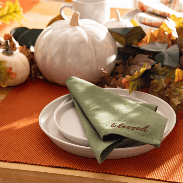 Threadmade Harvest Sentiments Placemat & Napkins Value - Set of 8
