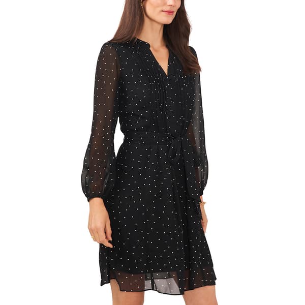 Womens MSK Long Sleeve Chiffon Pintuck Dress