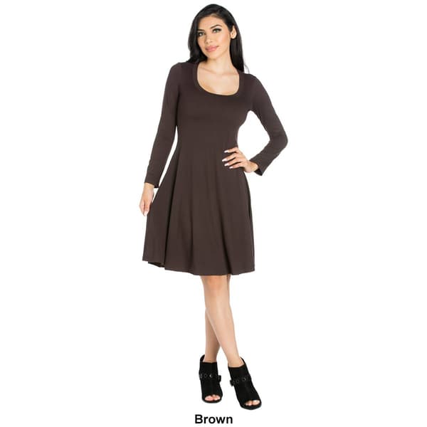 Womens 24/7 Comfort Apparel Long Sleeve Flared Mini Dress