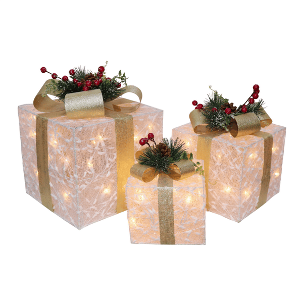Seasonal LLC LED White Glitter Giftboxes - Set of 3 - image 