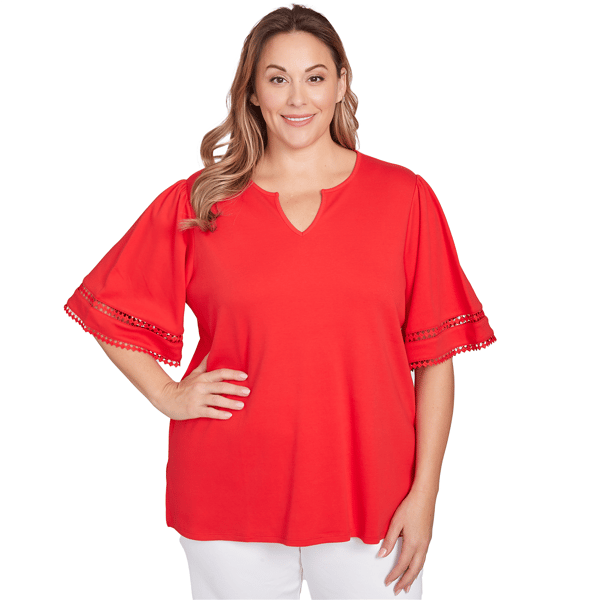 Plus Size Ruby Rd. Americana Chic Solid Diamond Trim Tee - image 
