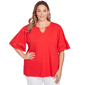 Plus Size Ruby Rd. Americana Chic Solid Diamond Trim Tee - image 1