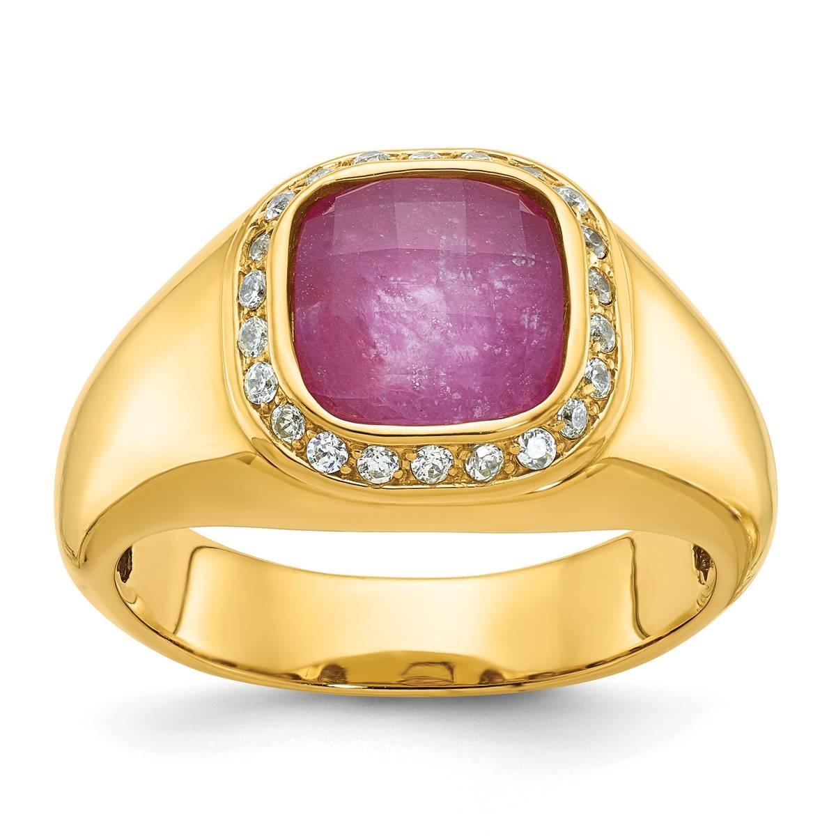 Mens Gentlemens Classics(tm) 14kt. Gold Ruby & Diamond Doublet Ring
