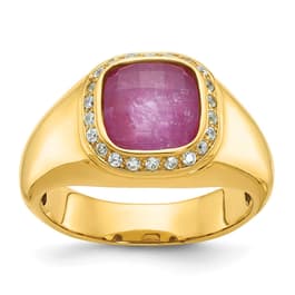 Mens Gentlemens Classics&#40;tm&#41; 14kt. Gold Ruby & Diamond Doublet Ring