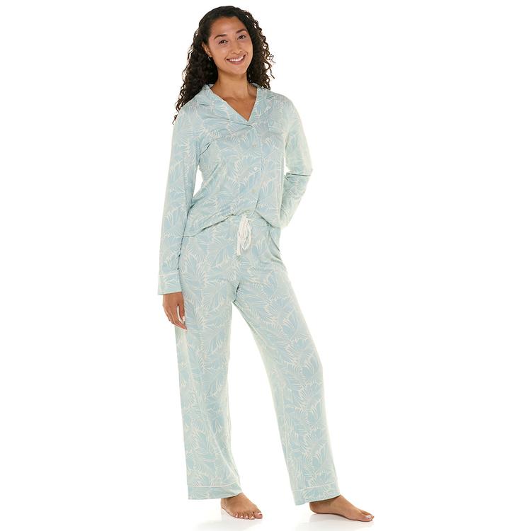 Petite IZOD(R) Long Sleeve Palm Long Leg Pajama Set