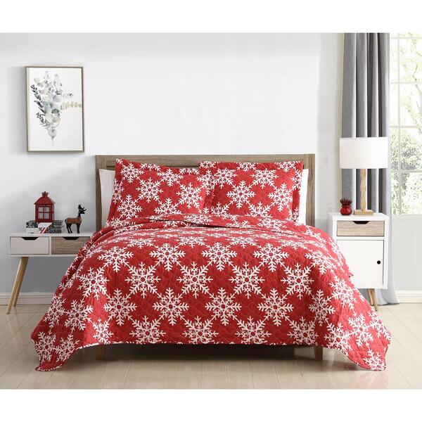 Spirit Linen Home&#40;tm&#41; Holiday Snowflakes Quilt Set - image 