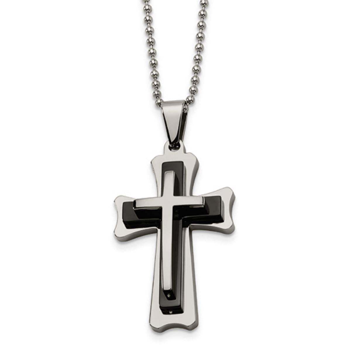 Mens Gentlemen’s Classics™ Steel & Black Acrylic Cross...