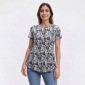 Womens Bobeau Short Sleeve Floral Pineapple Babydoll Tee - image 1