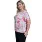 Plus Size Calvin Klein Short Sleeve Pleat Neck Floral Blouse - image 3