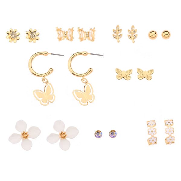 Ashley 9pc. Gold-Tone Multi Motif Mini Stud Earring Set - image 