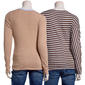 Juniors No Comment 2pk. Fleece Lined Stripe & Solid Tees - image 3