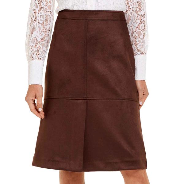 Womens Nanette Lepore Solid Suede Panel Midi Skirt - image 