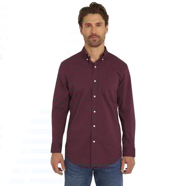 Mens Chaps Long Sleeve Checkered Stretch Button Down Shirt - image 