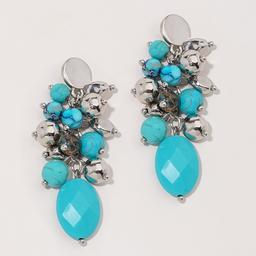 Ashley Cooper(tm) Rhodium-Tone Turquoise Cluster Bead Earrings