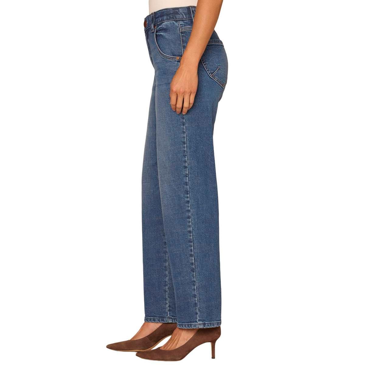 Womens Democracy “Ab”solution® Mid-Blue Stovepipe Straight Jeans