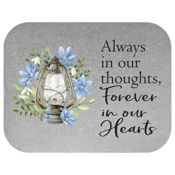 Always in our Thoughts w/ Floral Lantern Rectangle Memorial Stone - image 
