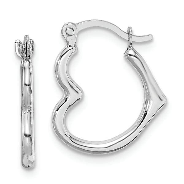 Gold Classics(tm) 10kt. White Gold Hollow Heart Shaped Hoop Earrings - image 