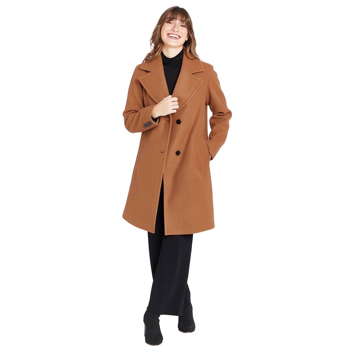 Womens Nine West Single Breasted Faux Wool Coat