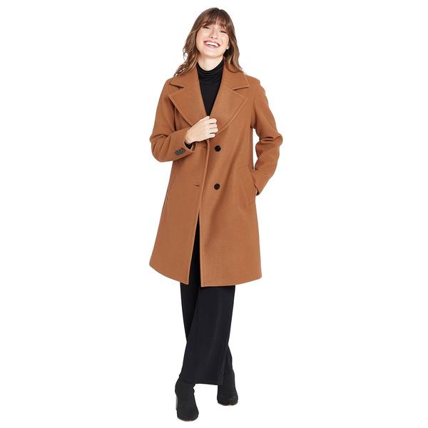 Womens Nine West Single Breasted Faux Wool Coat