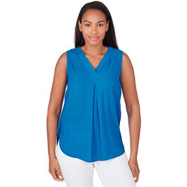 Plus Size Emaline Delphi Sleeveless Solid Georgette Blouse