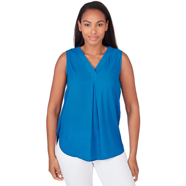 Petite Emaline Delphi Sleeveless Solid Georgette Blouse - image 