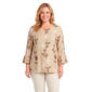 Plus Size Notations 3/4 Ruffle Sleeve Floral Embroidery Blouse - image 1