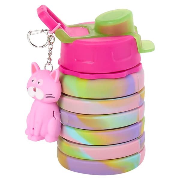 Hot Focus&#40;R&#41; Tie Dye Collapsible Water Bottle With Keychain - image 